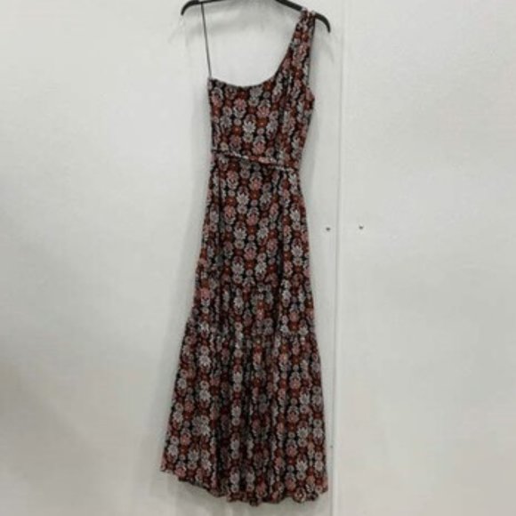 NWT [Ryegrass] Black Flowered Daisy One Shoulder Long Dress - Women's Size 12 - Picture 7 of 16